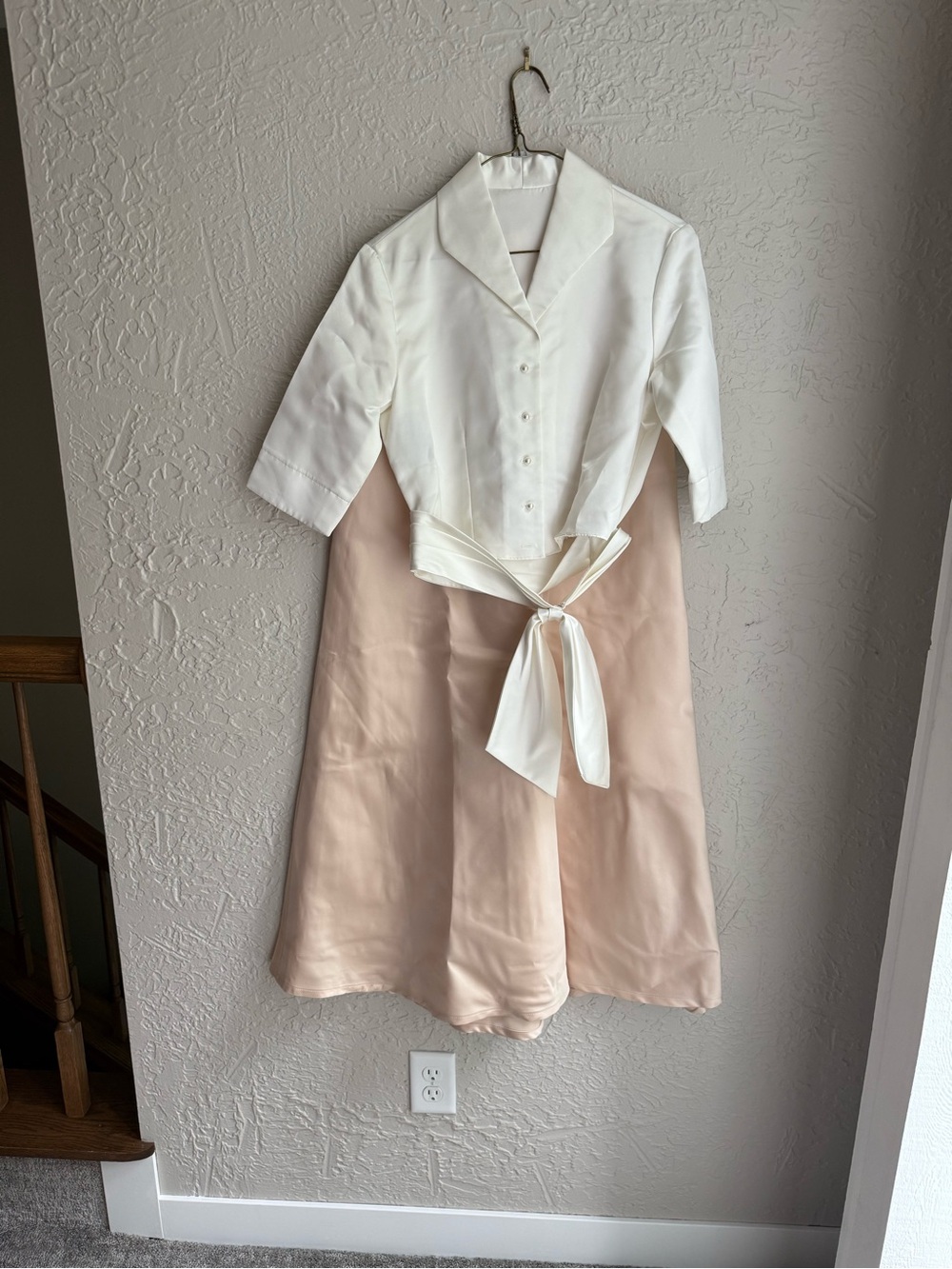 Vintage 1990โs Alfred Angelo Cream Top with Champagne Full Skirt Dress